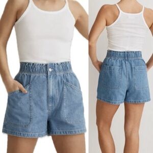 Madewell Light Blue High-Rise Paperbag Denim Shorts
